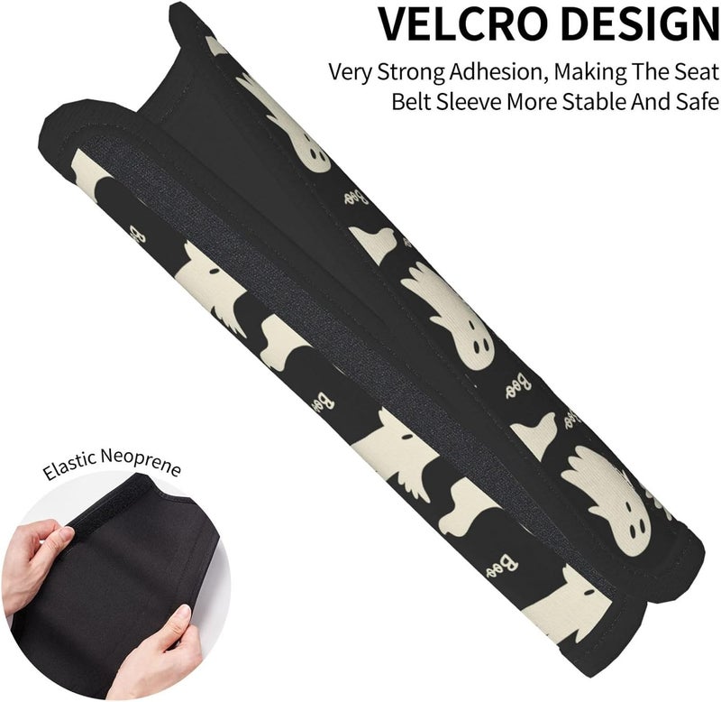 YANGDADA Stylish Ghost Pattern Seat Belt Covers Soft Comfortable Shoulder Strap Pads for Adults Universal Car Accessories - Pack of 2 - Image 3